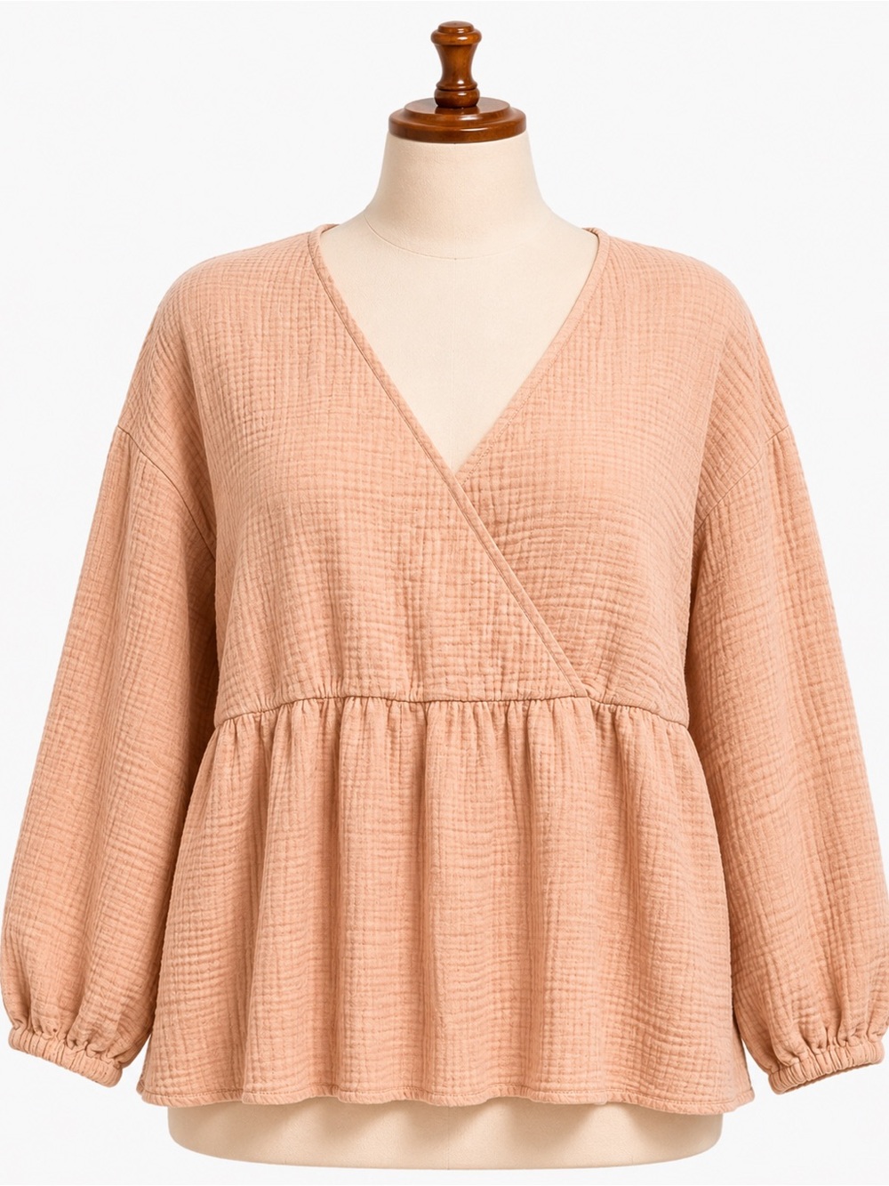 Ava & Viv Blush Wrap Peplum Top 100% cotton
